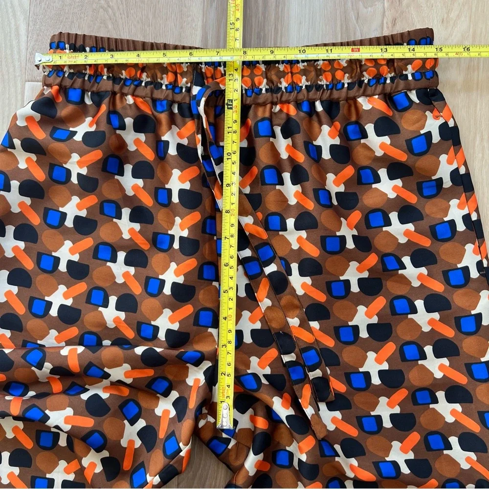 Zara Brown/Orange Geometric Wide Leg Pants Size Medium - Picture 12 of 13